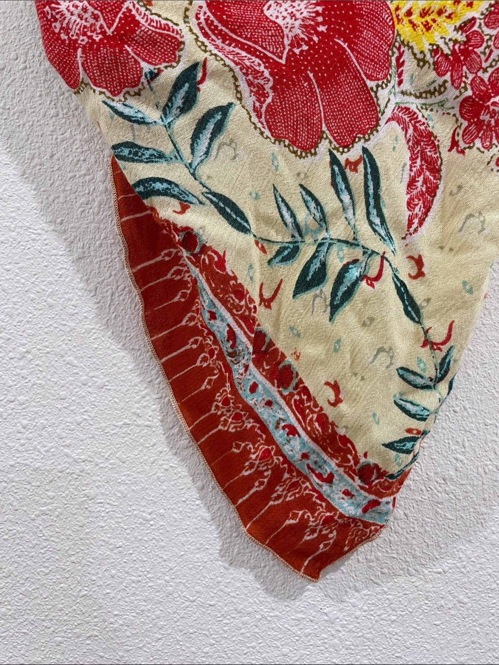 Free People Floral Bandana Scarf Yellow Red Festival European Summer Boho Travel - Picture 3 of 7
